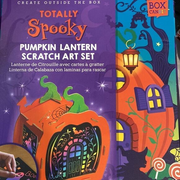 Box CanDIY Spooky Pumpkin Lantern Scratch Art Set Arts & Crafts for Ages 6 to 12 - Picture 2 of 4